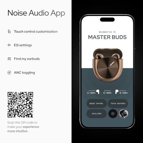 Image of Noise Master Buds, Sound by Bose in-Ear Bluetooth Earbuds, Up to 49dB Adaptive ANC, LHDC 5.0, Immersive Spatial Audio, 44H Playtime with 6 mic ENC, Dual Pairing, IPX5 Ear Buds TWS (Espresso Bronze)
