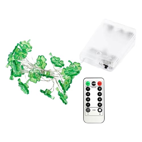 Vllold Guirnalda de luces para el día de San Patricio, lámpara de trébol del día de San Patricio, funciona con pilas, luces para fiestas, cumpleaños, decoración de bodas