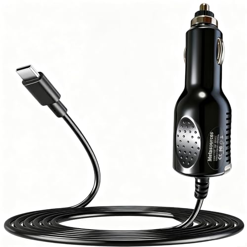 Metasources USB Type C Car 5V DC Adapter Compatible with Gopro Hero 12 11 Mini 10 9 8 7 6 5 Session 2018 Max Fusion Black Silver White Li-ion Battery Waterproof Action Camera Power Charger