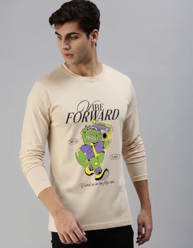 Image of Veirdo Men's Full Sleeve Printed T-Shirt | Trendy Graphic Print Tee