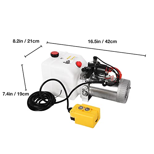 Image of 12V Hydraulic Power Unit 3200 PSI, Double-Acting Hydraulic Pump for Dump Trailer & Car Lifting