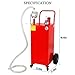 Atatod 30 Gallon Gas Caddy with Pump, Portable Gas Tank on 4 Wheels, Manual Transfer Pump for Gasoline & Diesel, Large Fuel Storage Tank for Cars, Lawn Mowers, ATVs, Boats