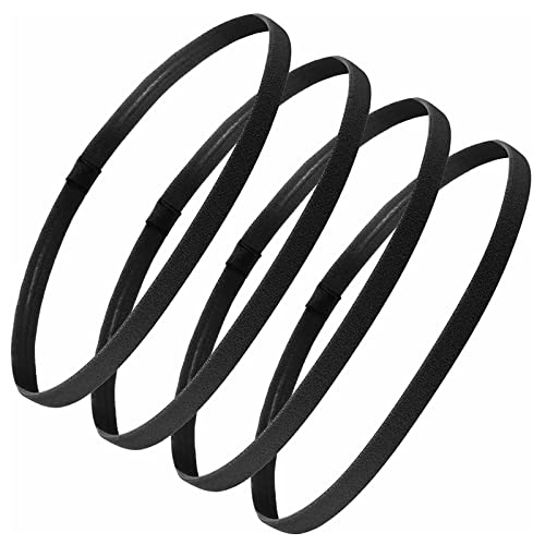 Momeski 4 Stück Schweißbänder für Jogging, elastisch Sport-Stirnbänder, rutschfest Haarbänder für Damen und Herren für Fußball, Basketball, Fußball, Tennis, Yoga und Golf (schwarz) Cover