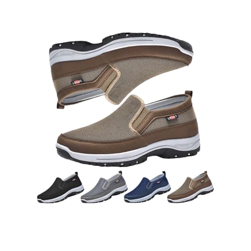 Men's Arch Support Orthopedic Slip-on Canvas Loafers,Outdoor Casual Non Slip Orthopedic Sneakers Flats Walking Boat Shoes