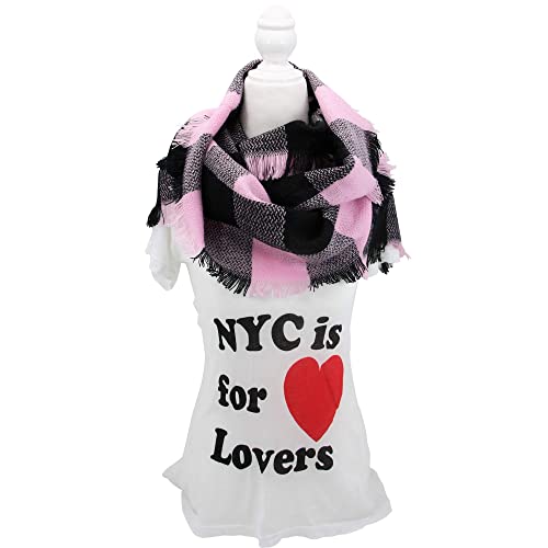 Contempo Lifestyles Women Buffalo Plaid Woven Tartan Checker Block Infinity Scarf Cashmere Feel3