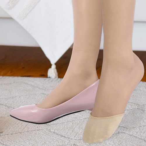4 Pairs Socks For Heels Toe Socks Women Toe Covers For Women Half Socks For Women Ball Of Foot Cushion Socks Women's Toe Cover No Show Liner Half Socks For Heels With Padding Toe Topper Liner Socks 6