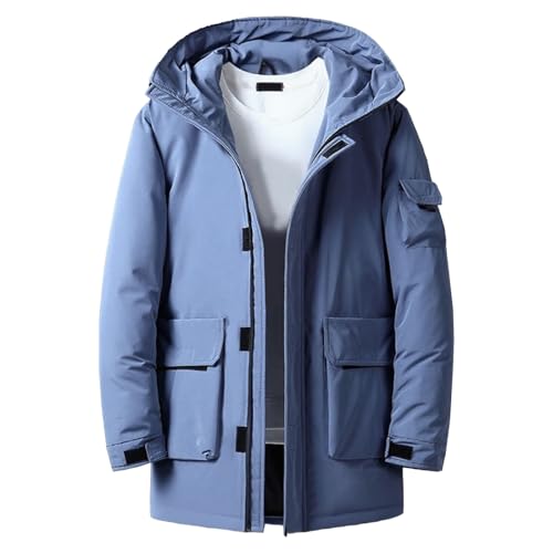 Veste matelassée extra longue homme contre le froid et la pluie, parka étanche mi-longue
