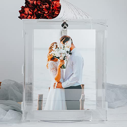 Ywlake Acrylic Wedding Card Box With Picture Frame For 8X10 Photos, Large Rotatable Envelope Post Money Gift Box Holder With Lock Slot For Reception Anniversary Birthday Party Baby Shower #TOP1