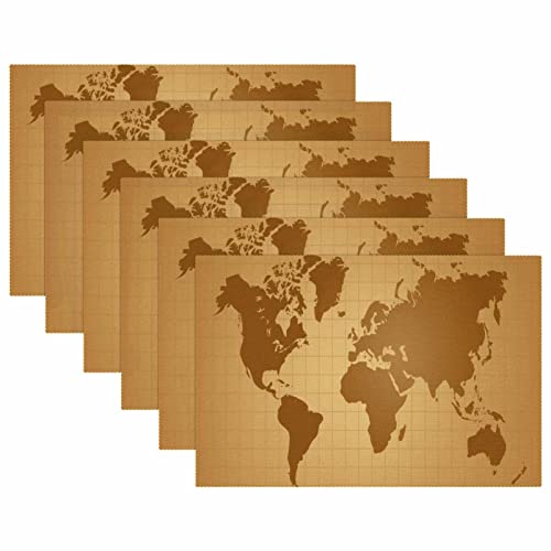 Set de table retro carte du monde 30x45cm resistant chaleur - 6