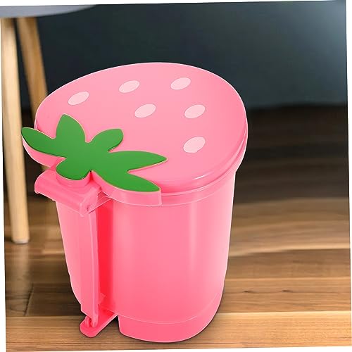 Basurero pequeño rectangular rosa para escritorio miniatura 3