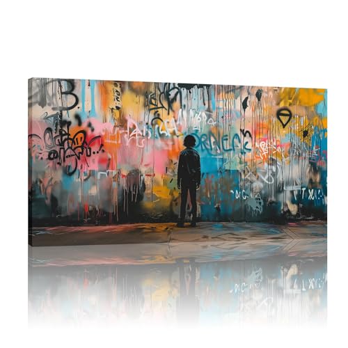 Art mural Banksy graffiti affiche sur toile 45x90 cm décoration murale de salon