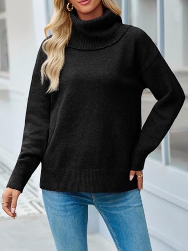 Saodimallsu Womens Turtleneck Sweaters Long Sleeve Casual Soft Knit Loose Fit Basic Fall Pullover Sweater Tops3