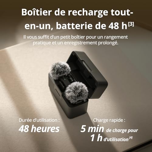 DJI Mic Mini micro sans fil pour vlog de voyage sur iPhone avec boîtier de charge 48h - 5