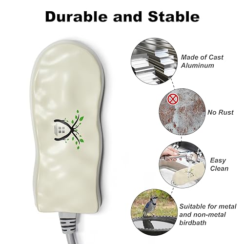 GESAIL Bird Bath Heater for Outdoors in Winter, Birdbaths Deicer with Thermostatically Controlled, Made of Heavy Duty Premium Cast Aluminum, Perfect for Patio Yard and Lawn Cream