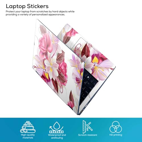 Image of Galaxsia Floral D22 Full Body Vinyl Laptop Skin /Sticker /Cover Upto 15.6 Inches Laptops Laminated-Removable-HD Quality Compatible for Hp-Dell-Sony-Lenovo-Asus etc.(15x10 Inches)