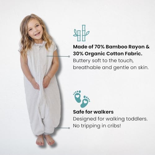 Image of Tealbee Dreamsuit Toddler Sleep Sack with Feet - Walker Sleep Bag with Legs, Rayon made from Bamboo, Summer 0.8 TOG, 2-Way Zipper, 2T-3T - Dash