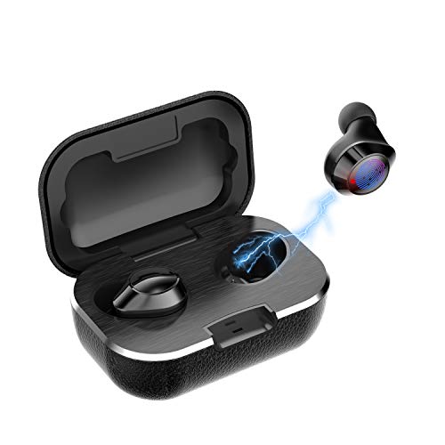 True Wireless Earbuds Touch Control V5.0 Wireless Bluetooth Earphones with Deep Bass 28-Hour Playtime Waterproof TWS Stereo Headphones in-Ear for iPhone/Android/Samsung Black