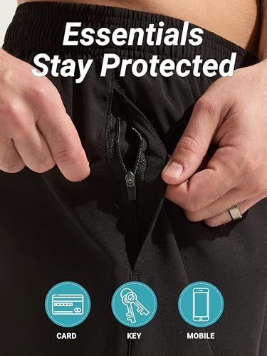 Arcweg Mens Swimming Trunks 2 in 1 with Boxer Liner 5.5" Quick Dry Swimwear Bathing Suit Swim Shorts with Zipper Pockets Black — view 4