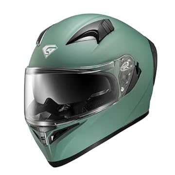 green full face motorcycle helmet