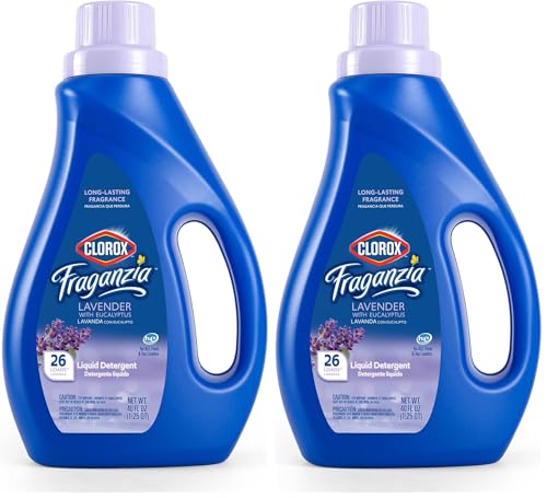 Image of Clorox Fraganzia Liquid Laundry Detergent in Lavender with Eucalyptus Scent, 40oz | HE Compatible for All Front and Top Load Washing Machines, High Efficiency Laundry Detergent Compatible (Pack of 2)