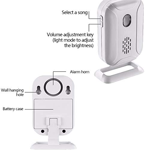 Wireless PIR Motion Sensor Detector Security Alarm Chime,Shop Store Office Home Front Door Entry Welcome Doorbell,Mailbox Alert, Garage Driveway Alarm,with Night Light (2 Receiver and 1 PIR Detectors)