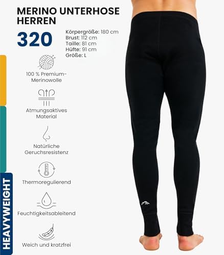 Merino.tech Merino Unterwäsche Herren - Lange Thermounterhosen + Wollsocken OEKO-TEX STANDARD 100