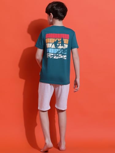 Image of Li'l Tomatoes Boys 100% Cotton Night Suit | Summer T-Shirt & Shorts Set | Soft & Breathable Sleepwear | 9-16 Years