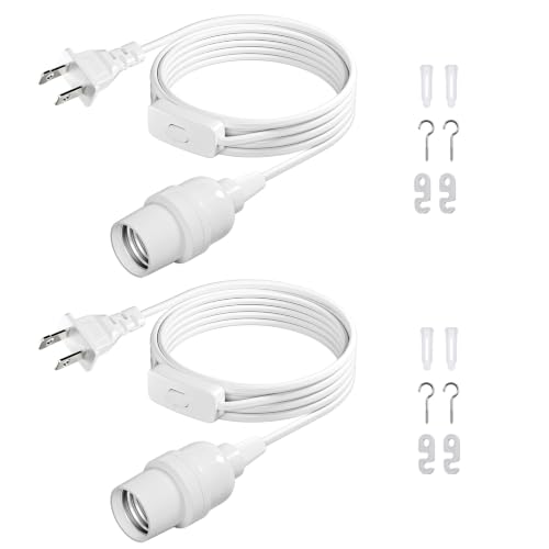 DiCUNO Pendant Light Cord, for Hanging Paper Lantern, 6.6 Ft, White, 2-Pack