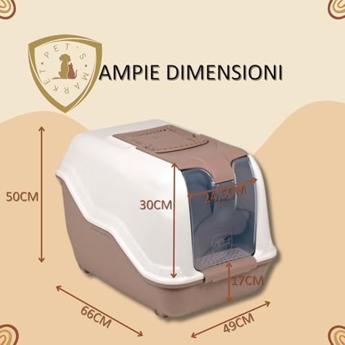 Pet's Market - Toilette Per Gatti Lettiera Chiusa Netta Maxi Cassetta Igienica Con Filtro E Paletta All'interno Colori Assortiti 66X49XH50 - 4