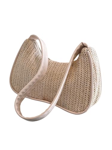 Women's Elegant Weave Small Underarm Bag Zipper Top Handle Square Shoulder Handbags