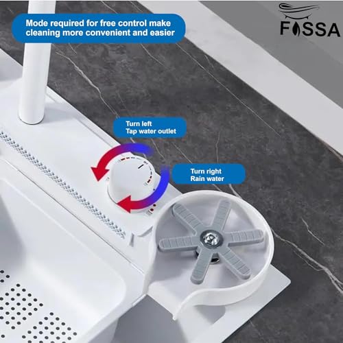 Image of Fossa 30 inchx18 inchx09 inch 5-Year Warranty Single Bowl Waterfall Smart Kitchen Sink Honeycomb Embossed Sink with Black Nano Coating, Pure Stainless Steel, Faucet with Included All Accessories. (White)