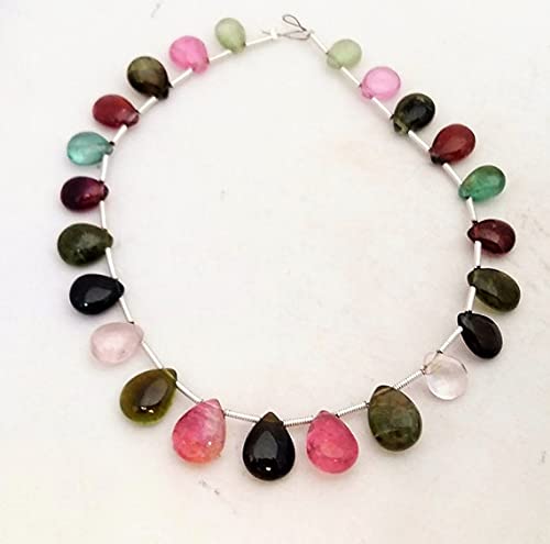 Tourmaline naturelle perles poire lisses 8" éclats de gemmes luxe