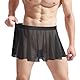 GENEMEN Herren Mesh Sissy Röcke Sexy See Through Crossdressers Unterwäsche Nachtclub Party Cosplay Kostüm (Schwarz)