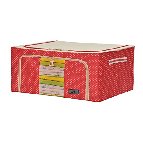 Image of Yellow Weaves Foldable Cloth Storage Box /Wardrobe Organizer - 44 LTR, 1 piece, Red