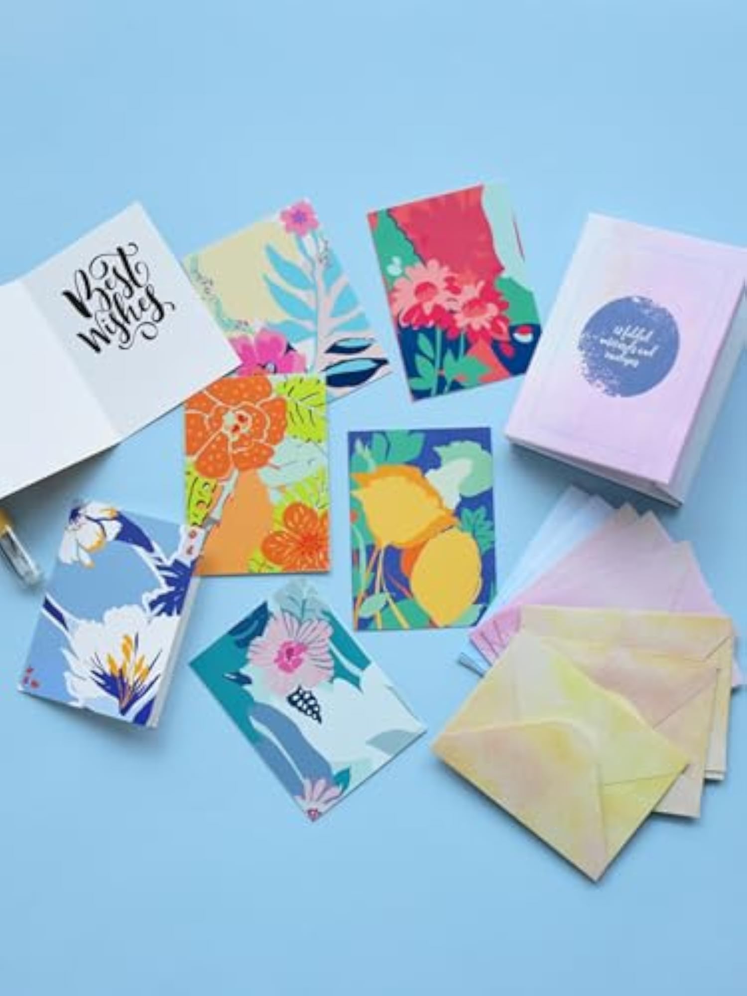 Set of 12 Blank Notecards with Colored Envelopes