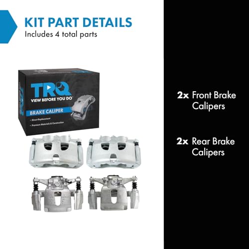 Image of TRQ Front and Rear Brake Caliper Set Zinc Coated Brackets Compatible with 2015-2018 Ford F 150