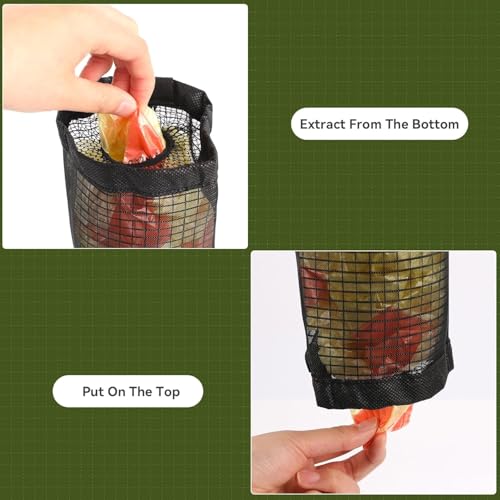 Image of BEYOND BASIC Polyester Grocery Bag Holder Plastic Dispenser Foldable Breathable Washable Hanging Mesh Garbage Bag Organizer for Kitchen Plastic Bag Storage (Multicolour) (Pack of 2)
