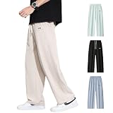 [Amtop] メンズ ロングパンツ 冷感パンツ UVカット 夏用 ワイドパンツ イージーパンツ 高通気性 メッシュ ストレッチ ウエストゴム 調整紐 ゆったり 無地 カジュアル スポーツ アウトドア