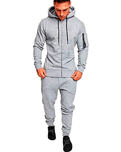 Hombre Jogging con Capucha Casual Conjunto Camo Cárdigan Tops&Bottom Sudadera con Capucha...