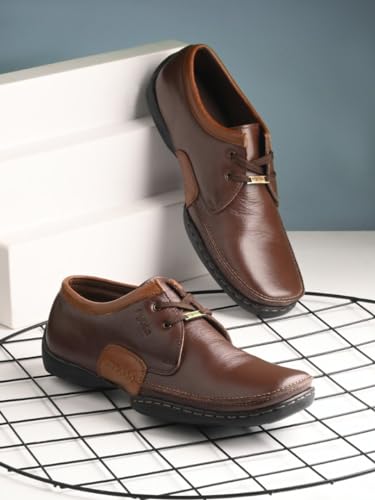 Image of egoss Formal Lace-Up Shoes for Men | Genuine Leather | Stylish & Comfortable | Perfect for Office, Party G-354