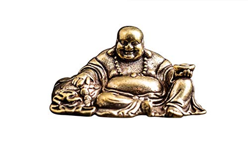 Estatua Mini Buda Risueño de Latón para Decoración