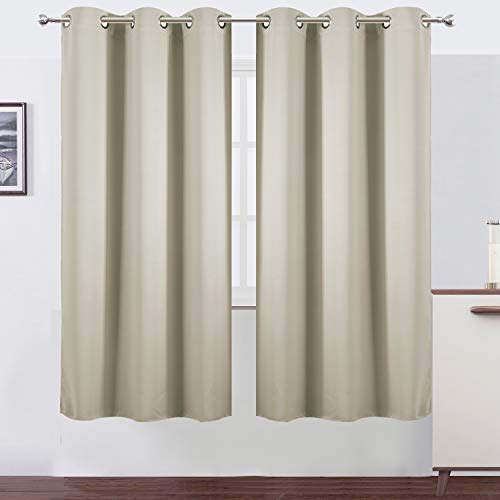 Image of LEMOMO Light Beige Thermal Blackout Curtains /42 x 72 Inch /Set of 2 Panels Room Darkening Curtains for Bedroom