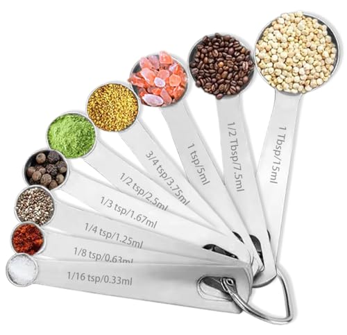CLVEDU 9PCS Measuring Spoons Set Stainless 1 tbsp, 1/2 tbsp, and 1-1/16tsp Steel Measuring Spoons for Cooking Baking Spice Jars and Liquid Ingredients