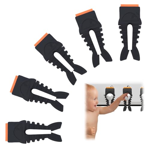 UFURMATE Gas Stove Knob Locks, 5PCS Child and Pet Proof Stove Knob Covers Multifunctional Oven Knob Lock with Blade Stove Knob Covers for Kitchen Gas Burners