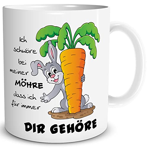 TRIOSK Hasen Tasse Möhre mit Spruch Hase lustig Liebesspruch Ich Schwöre...