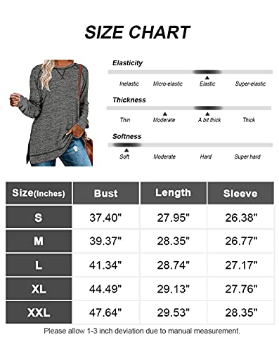 Misyula Style Fall Tops For Women 2021, Long Sleeve Casual Loose Fall Side Split Shirts Fashion Sweatshirts Classic Tunic Tops Dark Grey M #TOP5