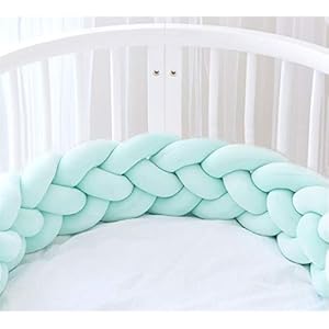 Icegrey Bedomranding babybed bedslang gevlochten kinderbed bumper 4 weven baby nestje bedomranding gevlochten voor wieg…