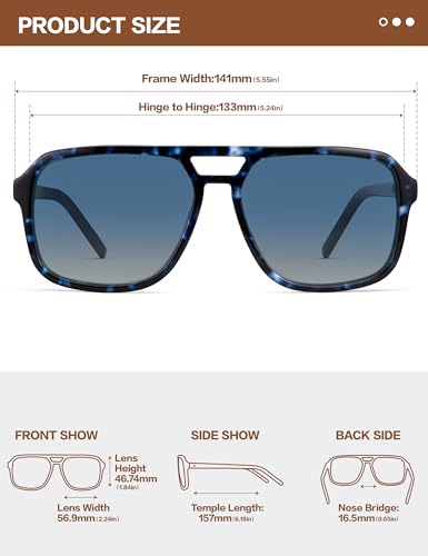 Image of BIRCEN Mens Acetate Polarized Sunglasses: Retro Square Sun Glasses UV400 Protection Anti-Glare Shades for Driving Travel
