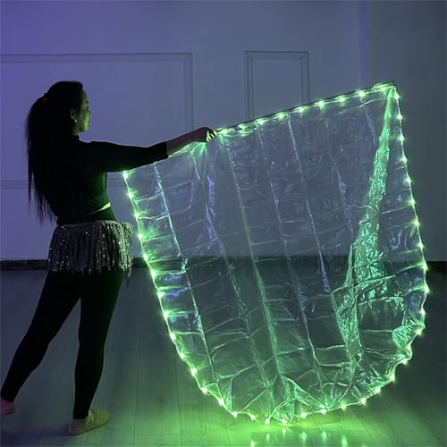 Uqezagpa LEDライトアップ礼拝ダンスフラッグ 拡張可能なポール付き 半円形の賛美バナー 大人と女の子向け