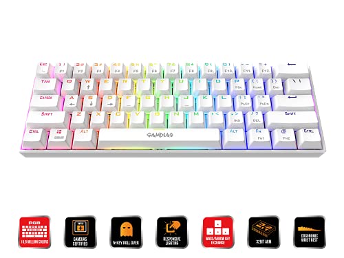 Image of GAMDIAS 60% RGB Mechanical Gaming Keyboard with Blue Switch, RGB Backlit Mini Wired Keyboard with Blue Switches, Fully Programmable 61 Keys Compact Keyboard for Windows Laptop PC